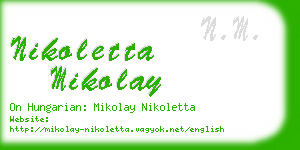 nikoletta mikolay business card